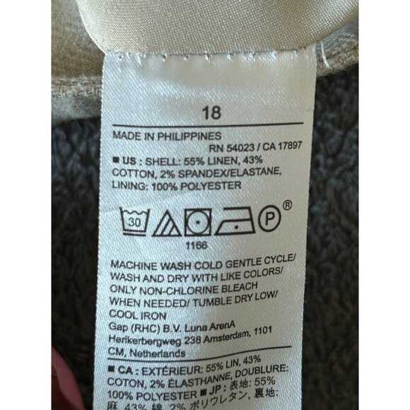 Banana Republic Linen Blend Beige Crop Tank Top With Side Zipper Size 18 - Picture 5 of 5